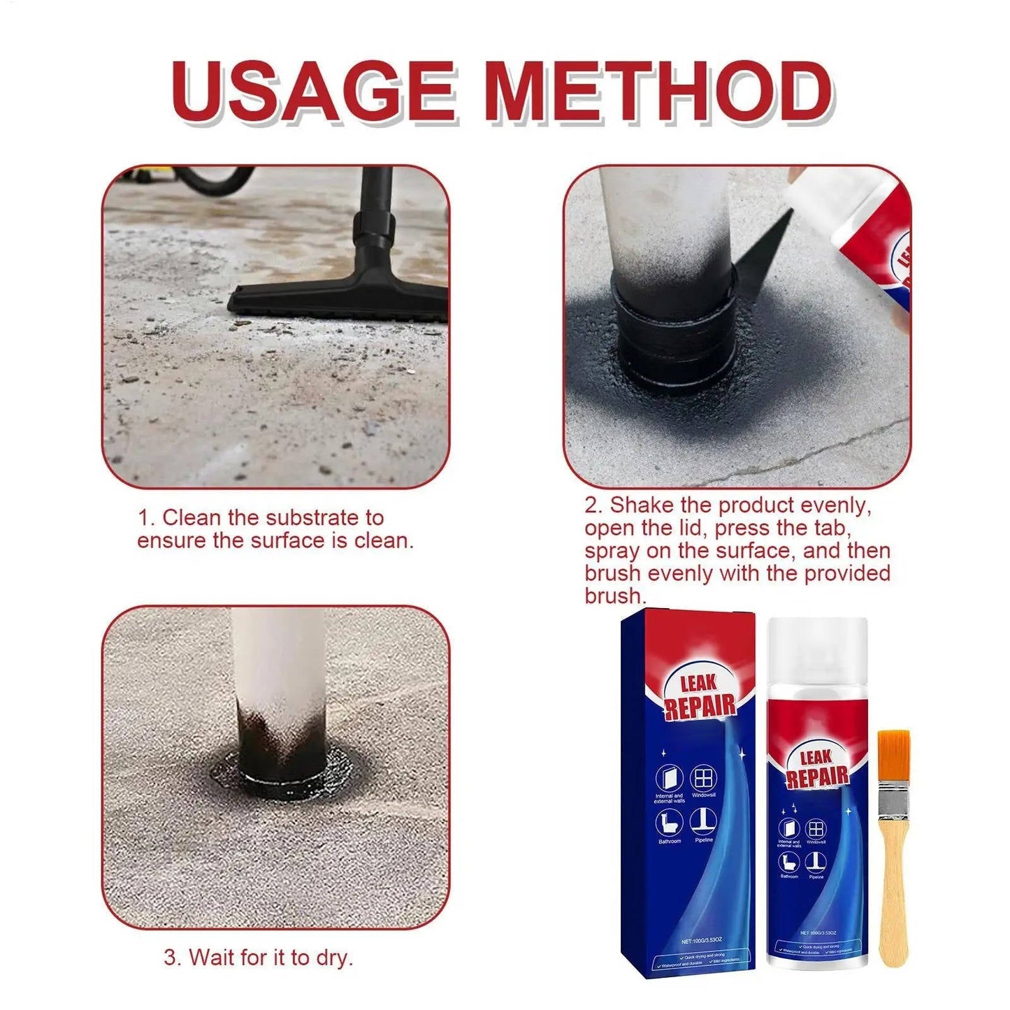 2 Set Leak Repair Waterproof Sealant Spray All Purpose