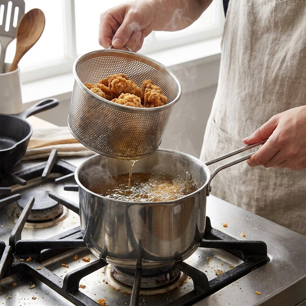 1200ML Deep Fryer Pot with Strainer